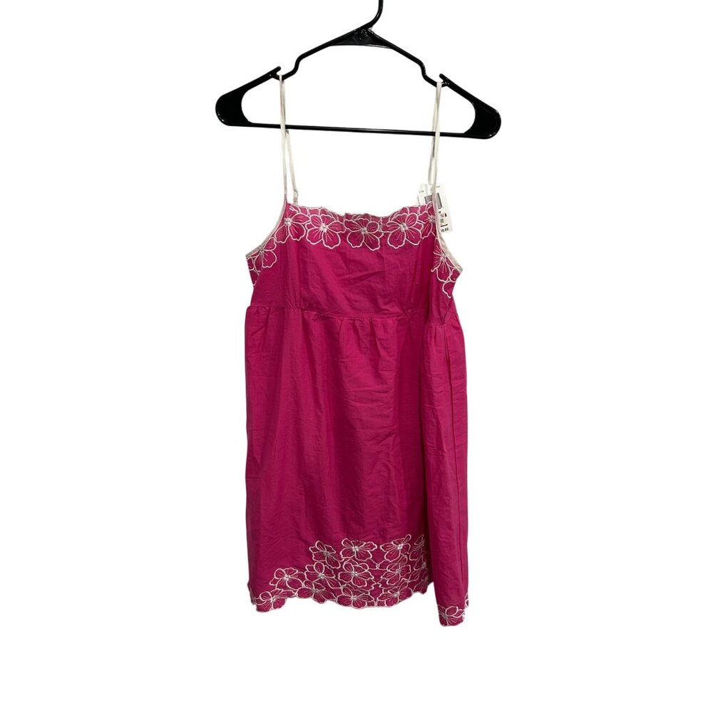Raviya Floral Embroidered Mini Dress Pink White Sz Medium Sleeveless Cotton NWT
